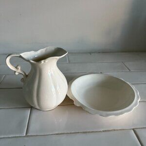 Vintage Handmade Small Pitcher & Bowl Set